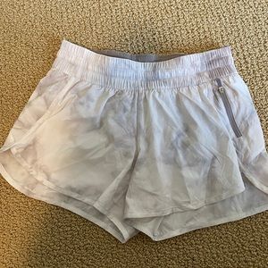 Lululemon white/marble tracker shorts size 10
